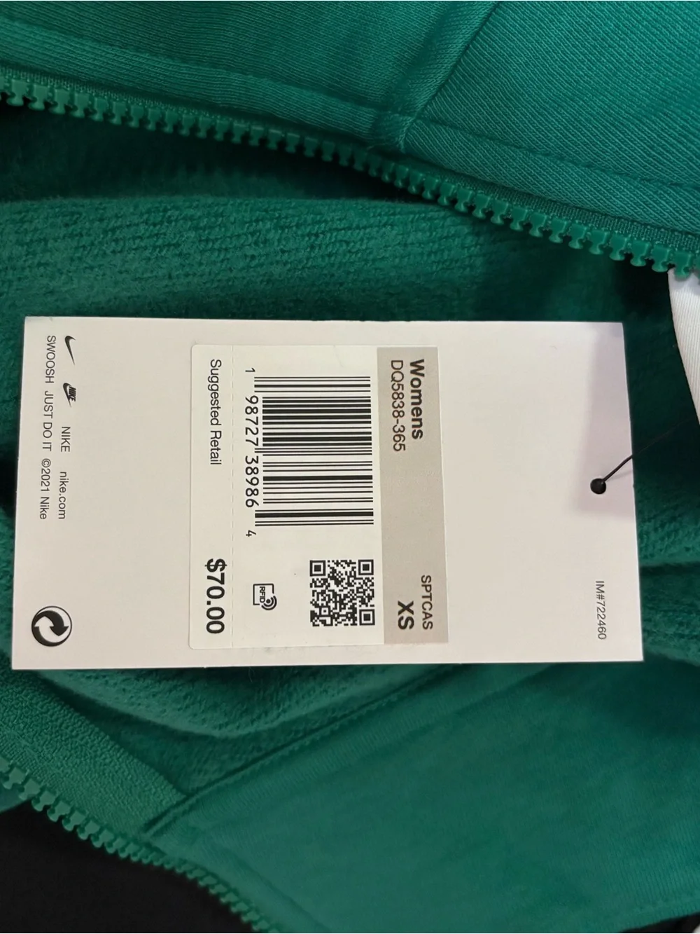 Nike Women's Green Quarter-Zip Pullover Sweatshirt
